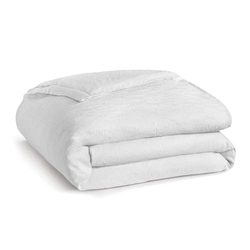Housse de couette fausse Advantiva Arbor, jacquard matelassé 100 % polyester, motif forêt, très grand lit 112x95 FS, blanc